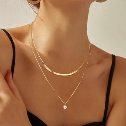Jewlpire 3mm 4mm 5mm Herringbone Necklace 18K Gold Plated 925 Sterling Silver Chain Necklace for Women, Flat Snake Chain Necklace, Women's Chains Necklaces 16 18 20 22 24 Inch - color: 3mm 18K Gold Plated, size: 24 Inch (Women's Opera Length)