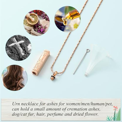 Imrsanl Tree of Life Urn Necklace for Men Women Bar Cremation Jewelry for Ashes Keepsake Ashes Necklace Pendent - color: Rose Gold