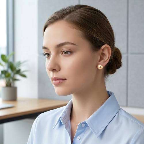 Pearl Stud Earrings Multicolor Shell Beads Pearl Hypoallergenic Stud Earrings Ocean Shell Pearl Jewelry - color: Yellow
