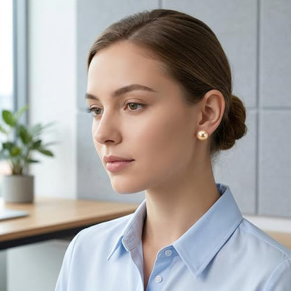 Pearl Stud Earrings Multicolor Shell Beads Pearl Hypoallergenic Stud Earrings Ocean Shell Pearl Jewelry - color: Yellow