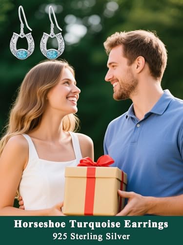 Dorunmo s925 Sterling Silver Western Dangle Drop Earrings Birthday Jewelry Gifts for Women - style: Horseshoe