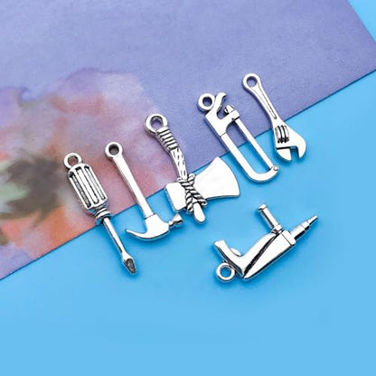 Youdiyla 45pcs Alloy Ancient Silvery Father's Day Series New Tool Set Pendant Jewelry Making DIY Keychain Earrings Pendant Various Design Charms for Jewelry Making Bracelets Necklace (SN790) - color: SN790