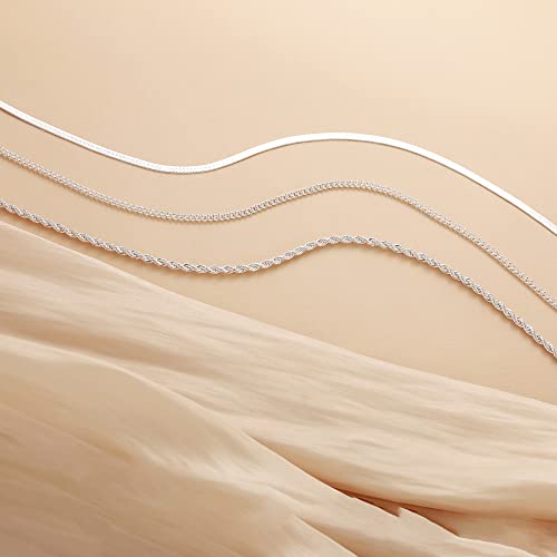 Freekiss Layered Necklace Set for Women Stackable | Herringbone Snake Cuban Rope Chain, Dainty Choker, Layered Stackable, Non Tarnish, Hypoallergenic, Adjustable 14-18.5" - color: Silver, style: 3Snake+Rope+Cuban