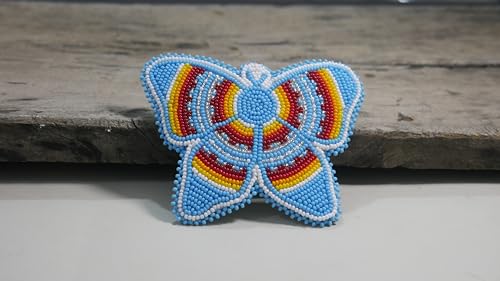 Beaded Hair Clips Native American Style Handmade Collection (Butterfly (Skyblue)) - color: Butterfly (Skyblue)