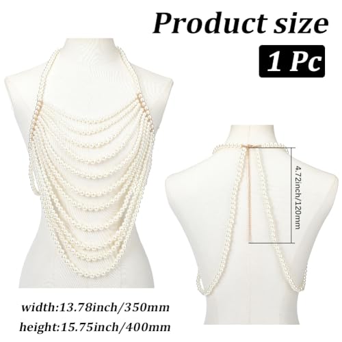 White Pearl Shoulder Chain Sexy Layered Necklace Imitation Pearls Round Beaded Boho Top Body Chains Multilayered Jewelry for Women Summer Beaches Party Decoration Wedding Accessories Gifts