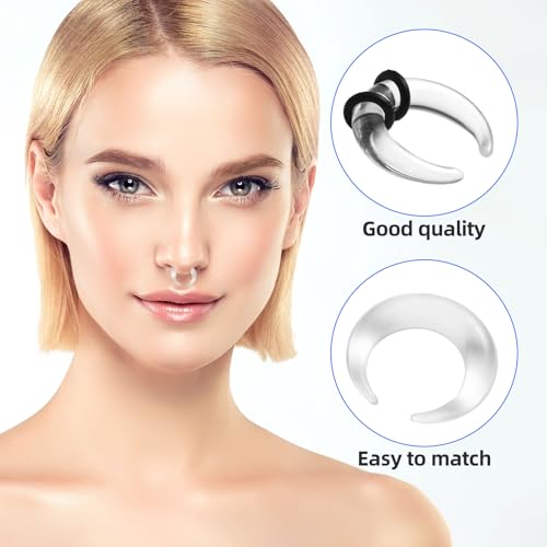 Mikovivi Acrylic Septum Rings,Plastic Horseshoe C-Shape Pincher Taper Cartilage Stretching Kit Piercing Retainer Jewelry for Women Man Nose Ear Tragus Size 14G 12G 10G 8G 6G 4G 2G 0G 00G
