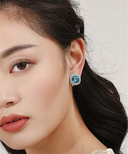 Clip on Earrings Women, 14K Gold Hoop Clip-On Earrings for Women, Hypoallergenic Non Pierced Croissant Earrings - color: Blue Crystal