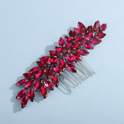 Teyglen Dainty Simple Full Rhinestones Bride Wedding Hair Comb Luxurious Hair Accessories Shiny Rhinestones Bridal Side Hair Combs for Women Bride (Plum purple) - color: Plum purple