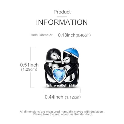 NARMO 925 Sterling Silver Charm Bead for Bracelets Silver Charms for Women - color: Cute Penguins