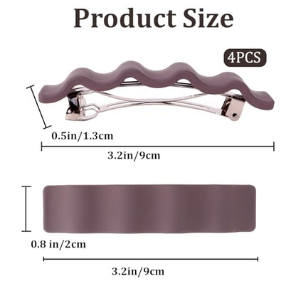 ANBALA Wavy French Hair Barrettes for Women Girls, 4Pcs Non-Slip Matte Barrette, Durable Barrettes for Fine Thin Thick Hair - color: Multicolor-A