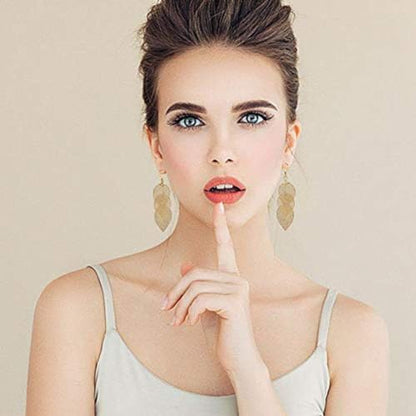 18k Gold Plated Dangle Earrings Set Metal Geometric Bar Earrings Long Leaves Tassel Threader Earrings Set For Women (4PC)
