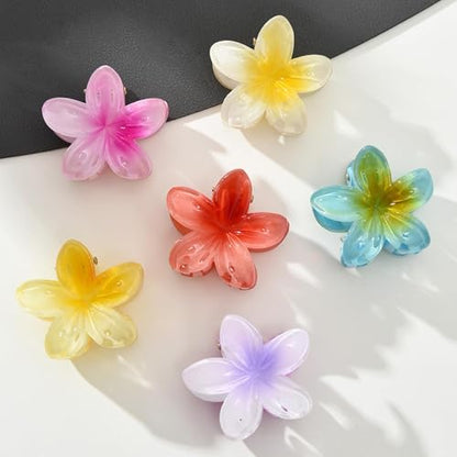 Hawaiian Flower Hair Claw Clips for Women, Cute Mini Plumeria Hibiscus Hair Clips for Women Girls Hair Accessories 8Pcs