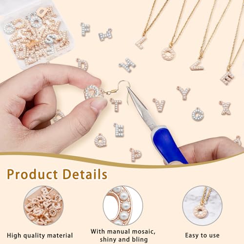 26PCS Pearl Letter Charms A-Z Alphabet Pendants for Making Jewelry 18K Gold Initial Charm Trendy Slider Pearls Capital Beads for Bracelet Necklace Choker Earrings DIY Crafts Anniversary Birthday Gifts - color: Silver