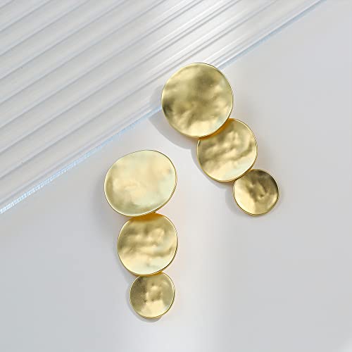 Matte Gold Silver Geometry Clip On Earrings for Women Retro Drop Clip Earrings for Women - style: 3 gold discs