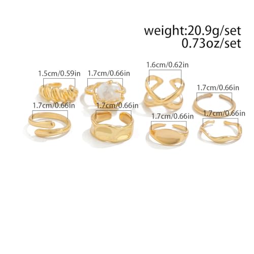 Chunky Gold Rings for Women Rhinestone Stackable Knuckle Ring Set Open Adjustable Statement Ring Set Dainty Crown Cross Midi Rings Fashion Jewelry Gift for Women - color: Gold2