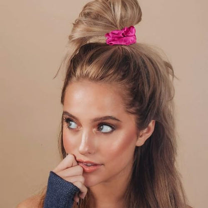 KICOSY 12 Pack Neon Scrunchies in 6 Colors - Satin Soft Hair Ties, Ideal for 80s/90s Looks, Glow Party & Daily Style - color: neon