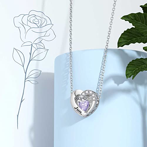 SEVENWELL Jan-Dec Birthstone Charms for Pandora Bracelets, Heart Charm | Fits Most European Charm Bracelets, Sparkling Heart CZ, Birth Flower Engraved, Gift Ready, Nickel-Free - color: June Birthstone Charm