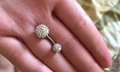 MODRSA Short Belly Button Ring Short Bar Belly Button Rings Surgical Stainless Steel Belly Ring 6mm Belly Button Rings Short Bar 1/4" - color: 2-4 length-replacement balls