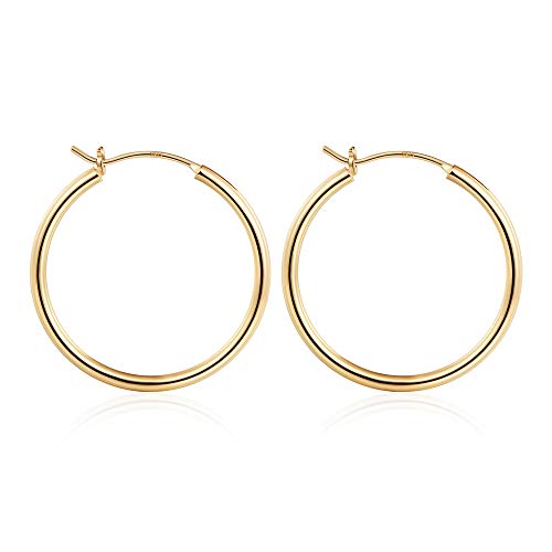M MOOHAM Hoop Earrings for Women, Hypoallergenic 14K Gold Plated Earrings | Gold Plated Hoop Earrings Set for Sensitive Ears, Earring Stack for Women Trendy, Jewelry Gifts Lightweight 13-60mm - color: 2pcs-30mm-Gold-plated