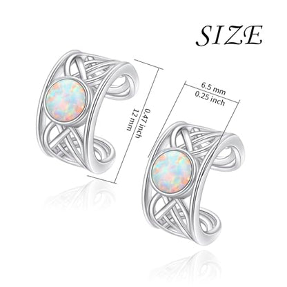 Birthday Gifts 925 Sterling Silver Ear Cuff Non Pierced Fake Cartilage Cuffs Huggie Earrings for Women Girls - Set of 2 - style: Celtic Opal