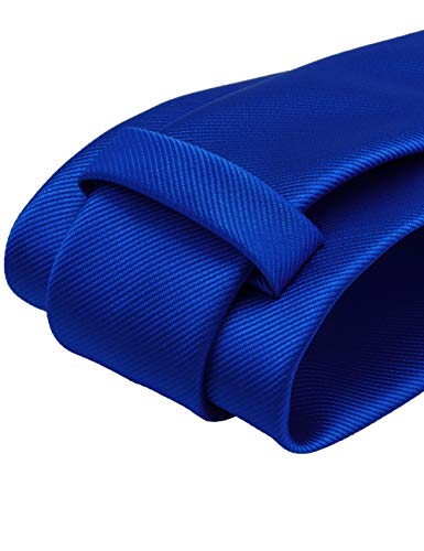 GUSLESON 3.15"（8cm） Solid Color Necktie and Pocket Square Cufflinks Sets For Men + Gift Box - color: Blue
