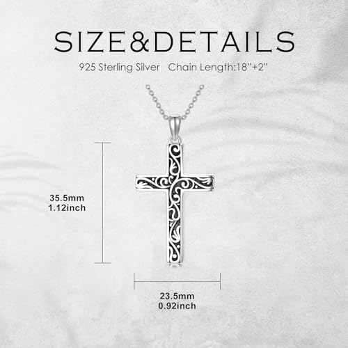 Cross Necklace for Men Women 925 Sterling Silver Cross Pendant Necklace Christian Religious Jewelry Gifts for Anniversary - color: 20-Filigree Cross