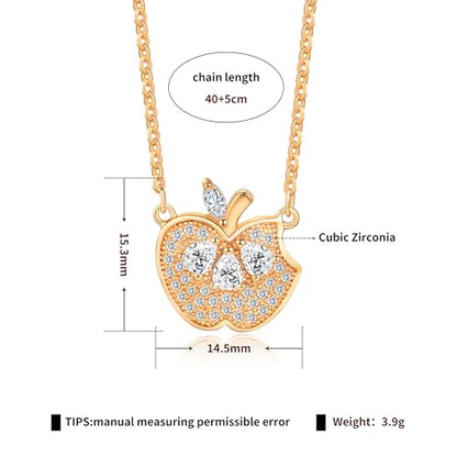 Gold Plated Pendant Necklaces for Women Cubic Zirconia Accent 18 Inch Adjustable Chain Hypoallergenic Gift for Wife Mom Birthday Valentines Day - style: Apple shaped