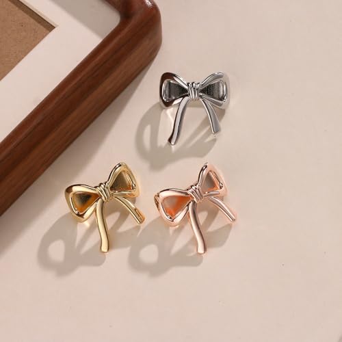 Bowknot Oblate Silk Scarf Ring Brooch for Women Metal Elegant Bow Butterfly Shawl Scarves Buckle Wrap Clasp Clip Rings Brooches Fashion Delicate Wedding Anniversary Dress Accessories Jewelry - color: 14k Gold Plated