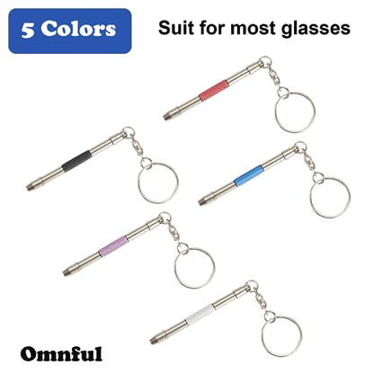 Glasses Repair Kit with Precision 5 in 1 Mini Screwdrivers Set Keychain for Eyeglasses, Sunglasses, Jewelry, Watch, Electronics, Toy, Eye glass Repairing Kit, Hex, Phillips, Flat Head (2pcs Blue) - color: 2pcs Blue