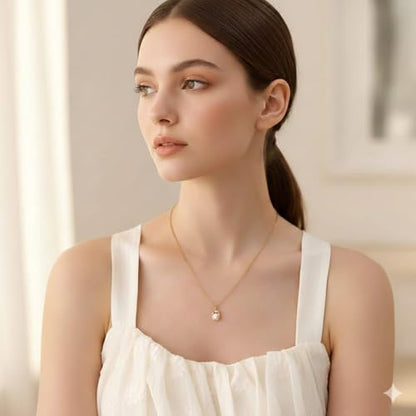 18K Gold Plated Pendant Necklaces - Dainty Minimalist, Waterproof, Non-Tarnish Fashion Jewelry for Women - style: Natural Fresh Pearl