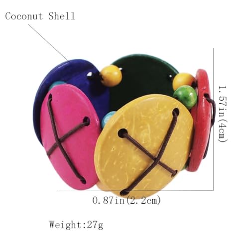 KIFEDSLJ Colorful Wooden Beads Stretch Bracelet Handmade Wide Chunky Bangle Bohemian Wood Wristband for Women Jewelry - color: colorful A