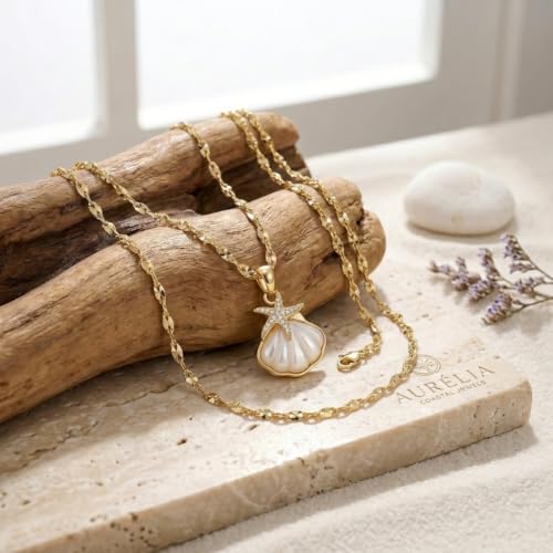 Jean Beau Dainty Pendant Necklaces for Women, Cute Chain Necklace Jewelry Gift - color: Gold White