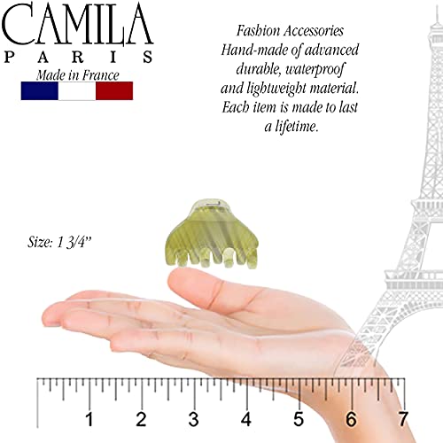 Camila Paris CP3196 French Small Hair Clips for Women, 1.75" Small Claw Clip Fashion Styling Mini Hair Clip Accessories for Women, Strong Hold No Slip Grip Cute Claw Clips, Made in France - color: Gray & Green 1.75"