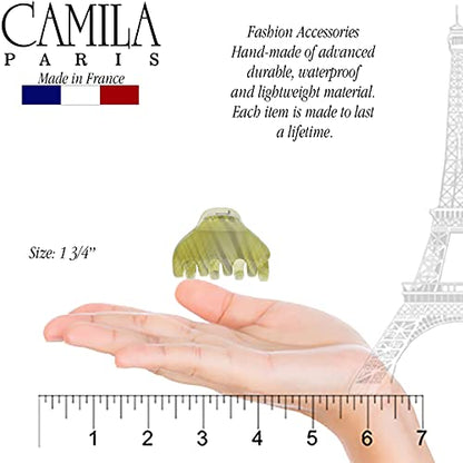 Camila Paris CP3196 French Small Hair Clips for Women, 1.75" Small Claw Clip Fashion Styling Mini Hair Clip Accessories for Women, Strong Hold No Slip Grip Cute Claw Clips, Made in France - color: Gray & Green 1.75"