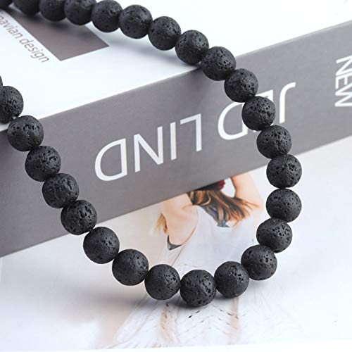 Natural Stone Black Lava Beads - Polished Round Smooth 10mm Loose Gemstone Beads for Jewelry Making - 15 Inch - color: Black Lava, size: 10mm