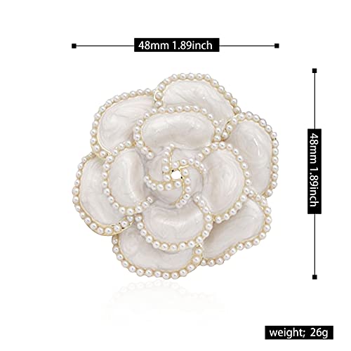 Women Camellia Flower Pearl Enamel Brooch Pins for Ladies Jewelry Fashion - color: D