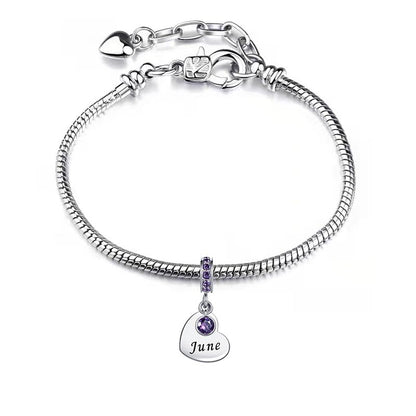NARTGO January-December Birthstone Birthday Charm Heart Dangle Beads Jewelry Gift for Women Compatible with Pandora Bracelets & Necklaces - style: June Birthstone