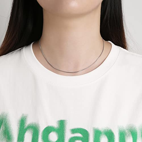 HZMAN Snake Chain Necklace for Men Women Thin Stainless Steel Chain Necklace Hip Hop Men's Choker Necklace 16"-30" Jewelry Gift - color: 1.2mm-Silver, size: 22.0In
