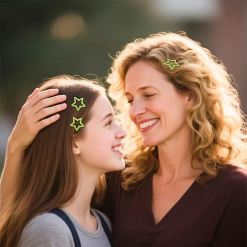 ELANE 70 Pcs Glitter Star Snap Hair Clips for Women Girl,Cute Hair Barrettes for Women Fine Thin Hair Accessories DIY(Glitter-green) - color: Glitter-green