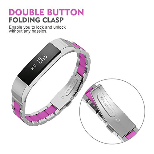 Compatible with Alta Bands Metal, Special Edition Replacement for Alta HR Stainless Steel Bands Adjustable Accessory Wristband Small Large for Alta Bracelet Women Men - color: B5-Silver-Rose