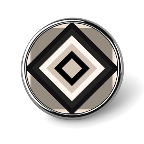 Geometric Blocks And Lines Minimal Neutral Round Brooch Pin Fashion Badge for Men Women Collar Pin Jacket Dress Backpack Accessories