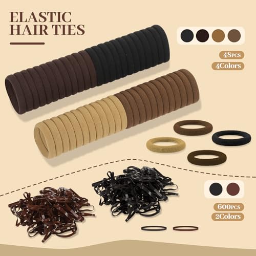 860Pcs Hair Accessories Set for Woman | Bow Hair Clips Hair Scrunchies Bobby Pins Claw Seamless Cotton Ponytail Holders Rubber Elastic Bands with Organizer Box