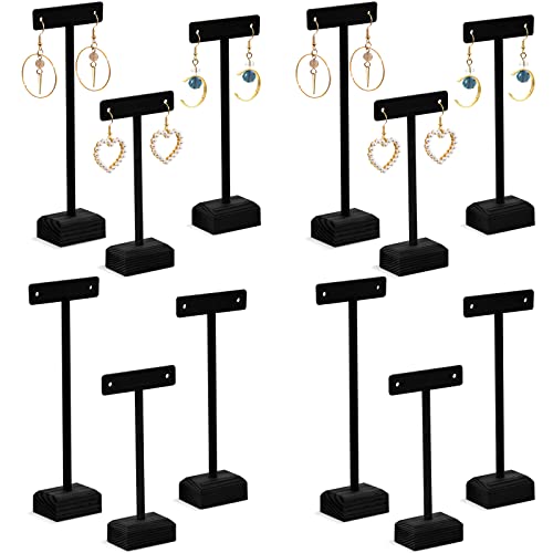 Marsui Earring Display Stands for Selling Set Wooden T Bar Jewelry Display Stand Holder for Necklaces Bracelet Showroom Trade - color: Black