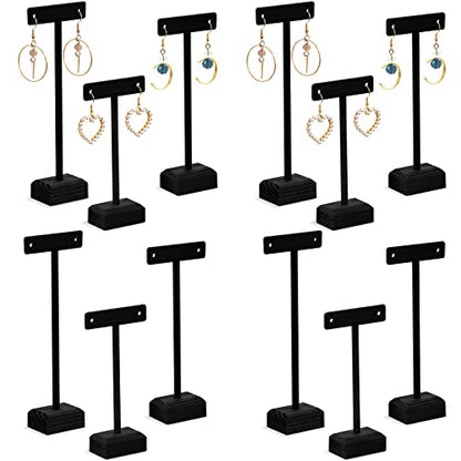 Marsui Earring Display Stands for Selling Set Wooden T Bar Jewelry Display Stand Holder for Necklaces Bracelet Showroom Trade - color: Black
