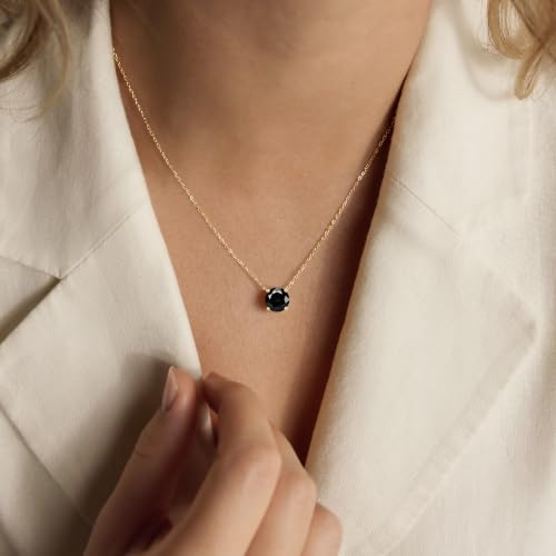 Inerney Diamond Necklace for Women,14K Gold Plated Solitaire Cubic Zirconia Birthstone Pendant Necklace 1.5 Carat (7.3mm) Crystal, Dainty Simple Trendy Jewelry Accessories Birthday Gifts for Women Mom - color: Gold