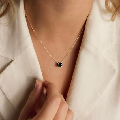 Inerney Diamond Necklace for Women,14K Gold Plated Solitaire Cubic Zirconia Birthstone Pendant Necklace 1.5 Carat (7.3mm) Crystal, Dainty Simple Trendy Jewelry Accessories Birthday Gifts for Women Mom - color: Gold