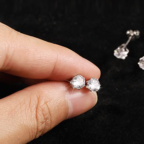 KISSPAT 6 Pairs Small Gold Stud Earrings Set for Women Hypoallergenic Silver post Tiny Stud Earrings Multiple Pack - color: D