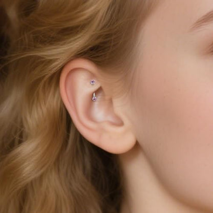 16g Rook Piercing Jewelry Titanium Internally Threaded Opal CZ Curved Barbell Eyebrow Tragus Helix Conch Lobe Labret Earrings Lip Rings Body Piercing Jewelry For Women Men 6mm 8mm 10mm - color: Pink Opal&CZ, size: 8mm