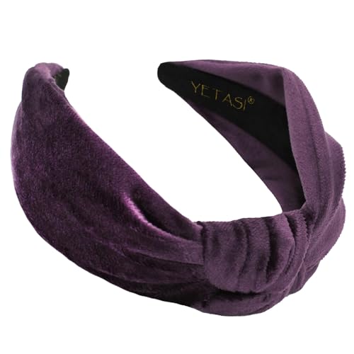 Headbands for Women Royal Purple Velvet Knotted Headband is a Trendy Top Knot Head band Fashion Womens Designer Girls Hair - color: Royal Purple