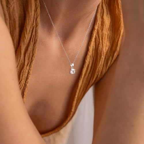 Dainty Silver Gold Necklaces for Women Cute Station Choker Simulated Diamond Necklace Simple Layering CZ Necklace Trendy Jewelry Gifts - color: Silver, style: Square